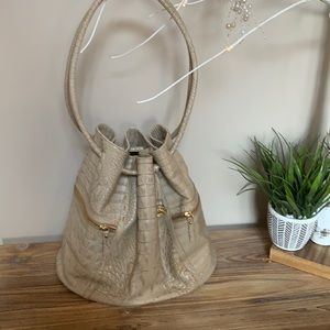 Brahmin Melbourne Leather Drawstring Bucket Bag